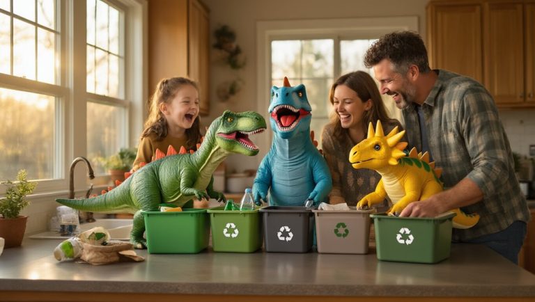 dinosaurs promote family recycling
